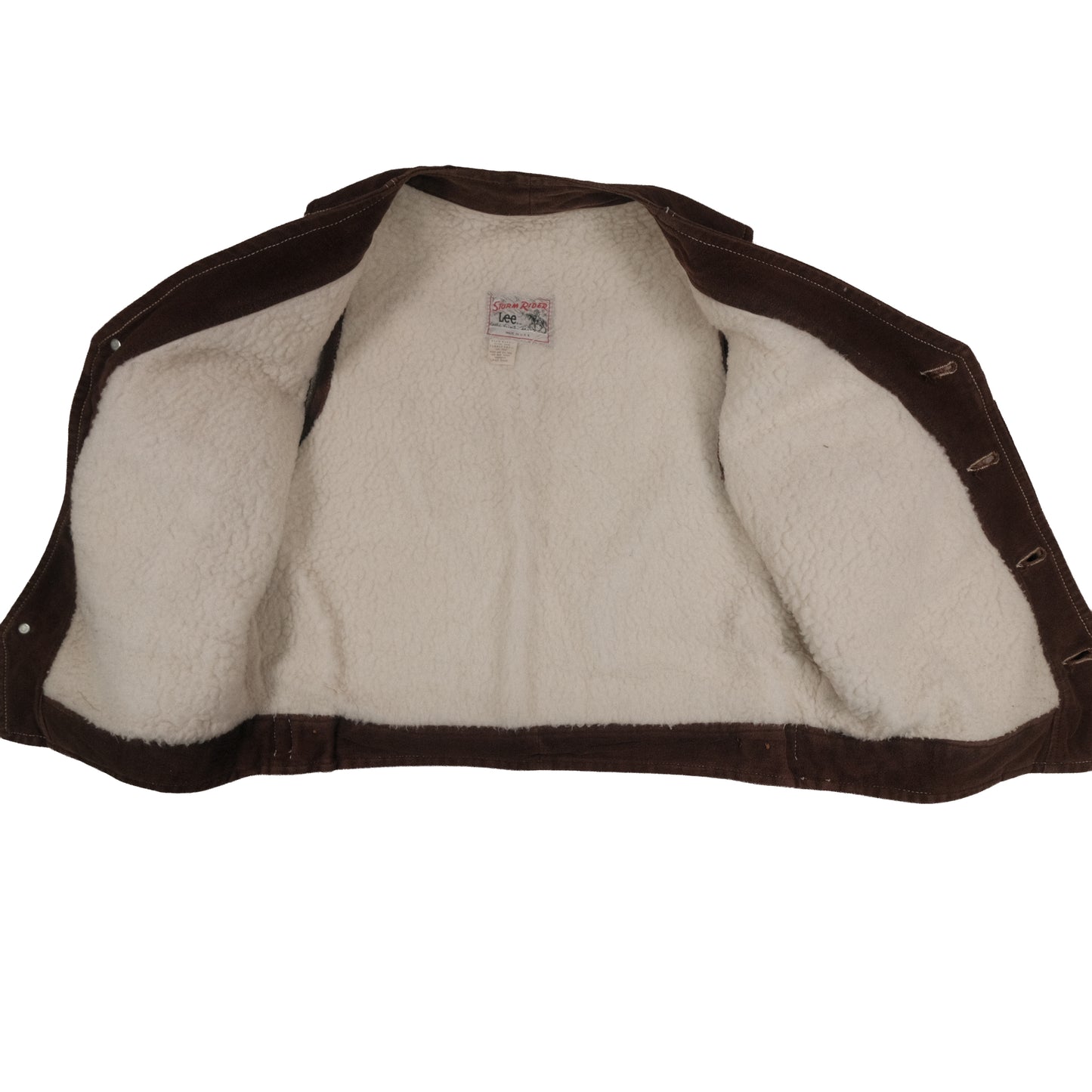 Vintage Lee Rider Sherpa Lined Vest Brown Men’s Large Suede Western Cowboy