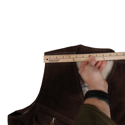 Vintage Lee Rider Sherpa Lined Vest Brown Men’s Large Suede Western Cowboy