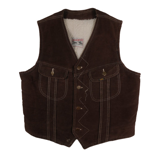 Vintage Lee Rider Sherpa Lined Vest Brown Men’s Large Suede Western Cowboy