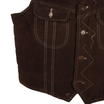 Vintage Lee Rider Sherpa Lined Vest Brown Men’s Large Suede Western Cowboy