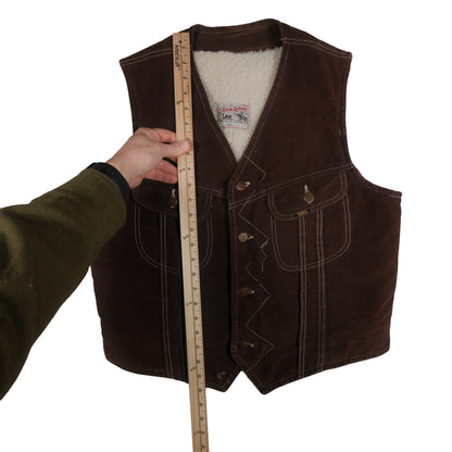 Vintage Lee Rider Sherpa Lined Vest Brown Men’s Large Suede Western Cowboy