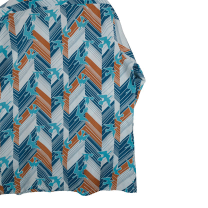Vintage Landmark 70’s Button Up Long Sleeve Men’s Large Blue Abstract Bird Disco Club