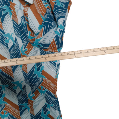 Vintage Landmark 70’s Button Up Long Sleeve Men’s Large Blue Abstract Bird Disco Club