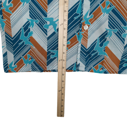 Vintage Landmark 70’s Button Up Long Sleeve Men’s Large Blue Abstract Bird Disco Club