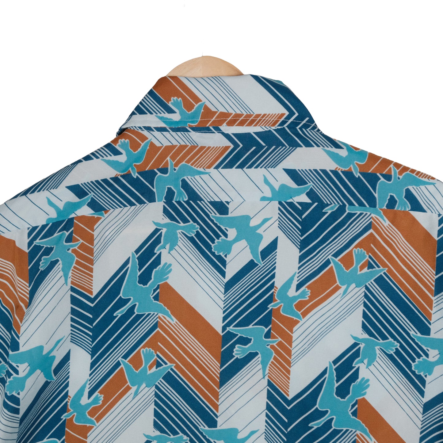 Vintage Landmark 70’s Button Up Long Sleeve Men’s Large Blue Abstract Bird Disco Club