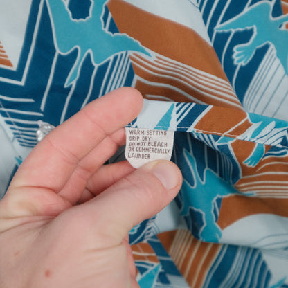 Vintage Landmark 70’s Button Up Long Sleeve Men’s Large Blue Abstract Bird Disco Club