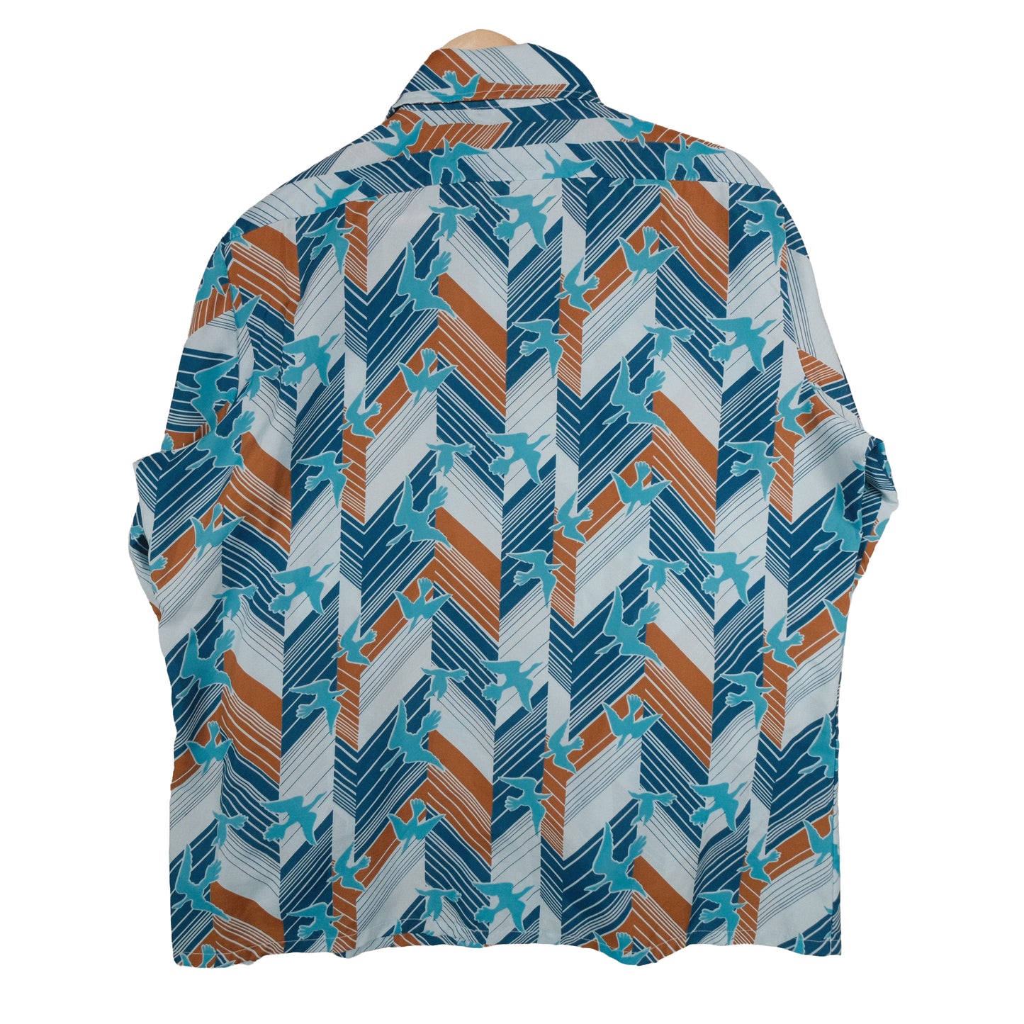 Vintage Landmark 70’s Button Up Long Sleeve Men’s Large Blue Abstract Bird Disco Club