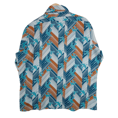 Vintage Landmark 70’s Button Up Long Sleeve Men’s Large Blue Abstract Bird Disco Club