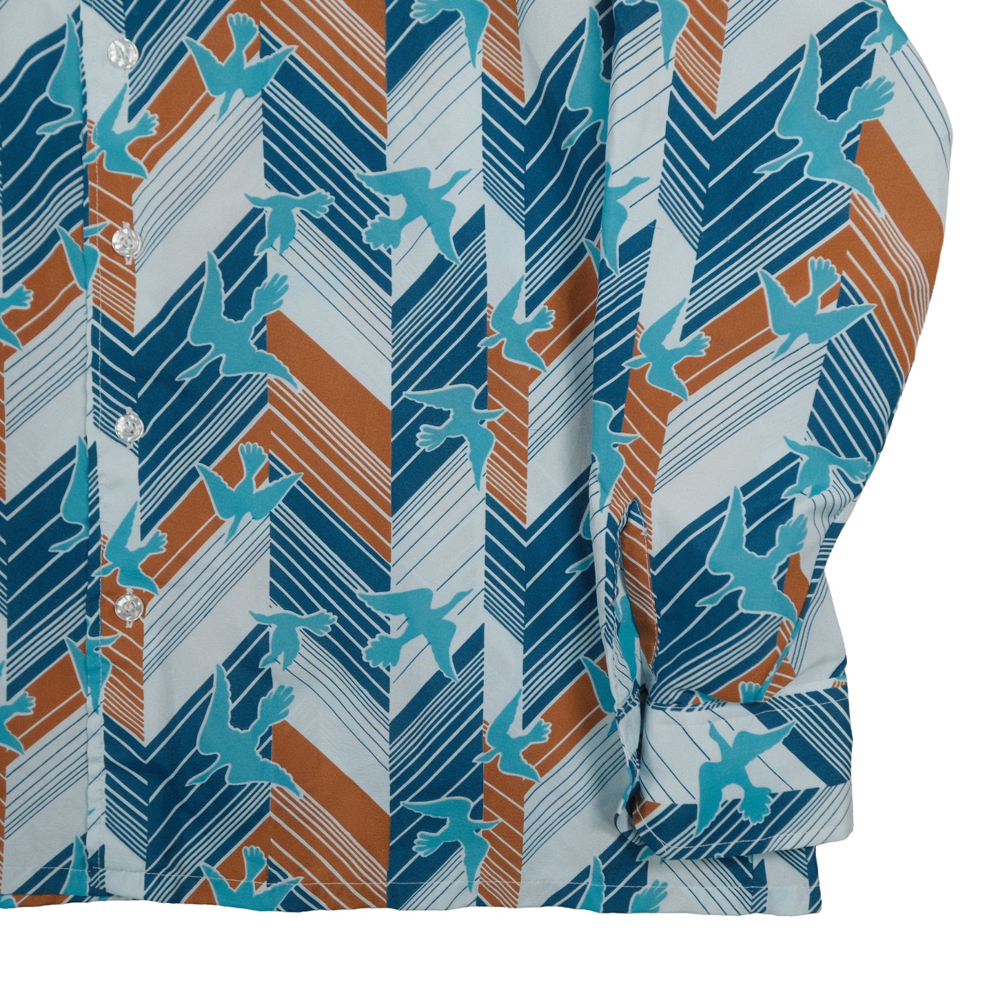 Vintage Landmark 70’s Button Up Long Sleeve Men’s Large Blue Abstract Bird Disco Club