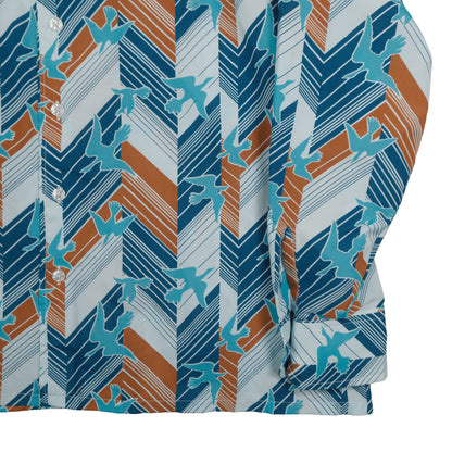 Vintage Landmark 70’s Button Up Long Sleeve Men’s Large Blue Abstract Bird Disco Club