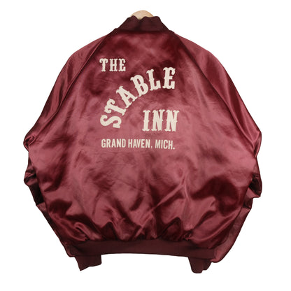 Vintage Pla-Jac By Dunbrooke Satin Jacket Maroon Men’s XL Stable Inn Grand Haven, MI
