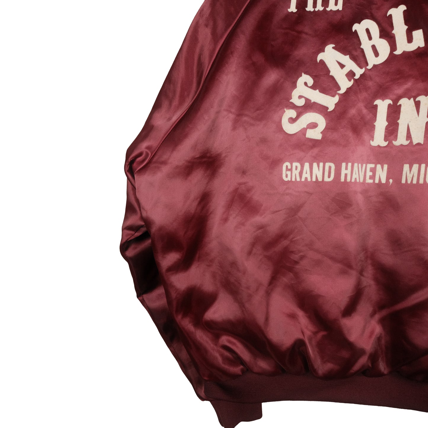 Vintage Pla-Jac By Dunbrooke Satin Jacket Maroon Men’s XL Stable Inn Grand Haven, MI