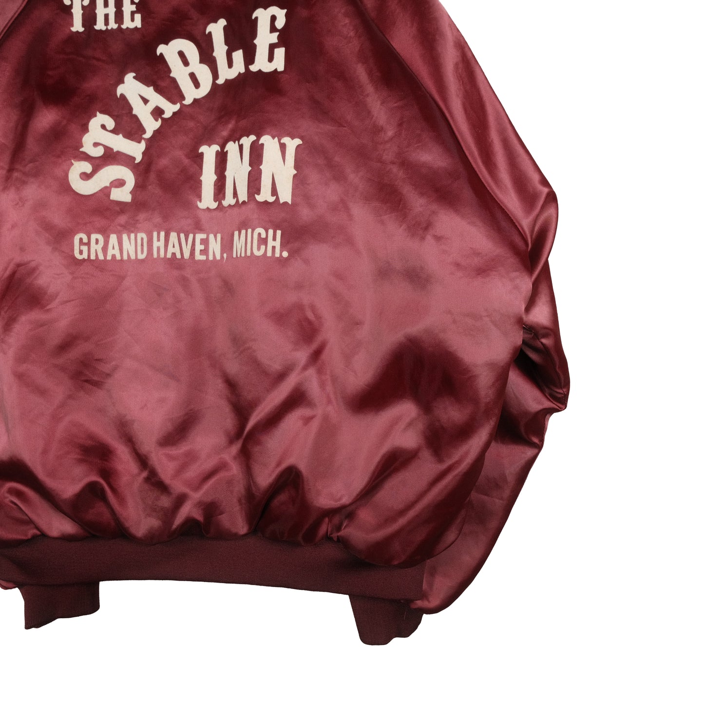 Vintage Pla-Jac By Dunbrooke Satin Jacket Maroon Men’s XL Stable Inn Grand Haven, MI