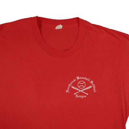 Vintage Screen Stars Adult Small Northview, MI Softball League Red T-Shirt Single Stitch